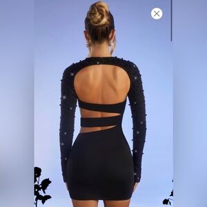 OH POLLY BLACK EMBELLISHED DRESS